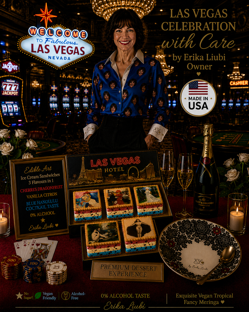 Las Vegas Hotel Vegan Ice Creams 3 flavours in 1 Edible Art