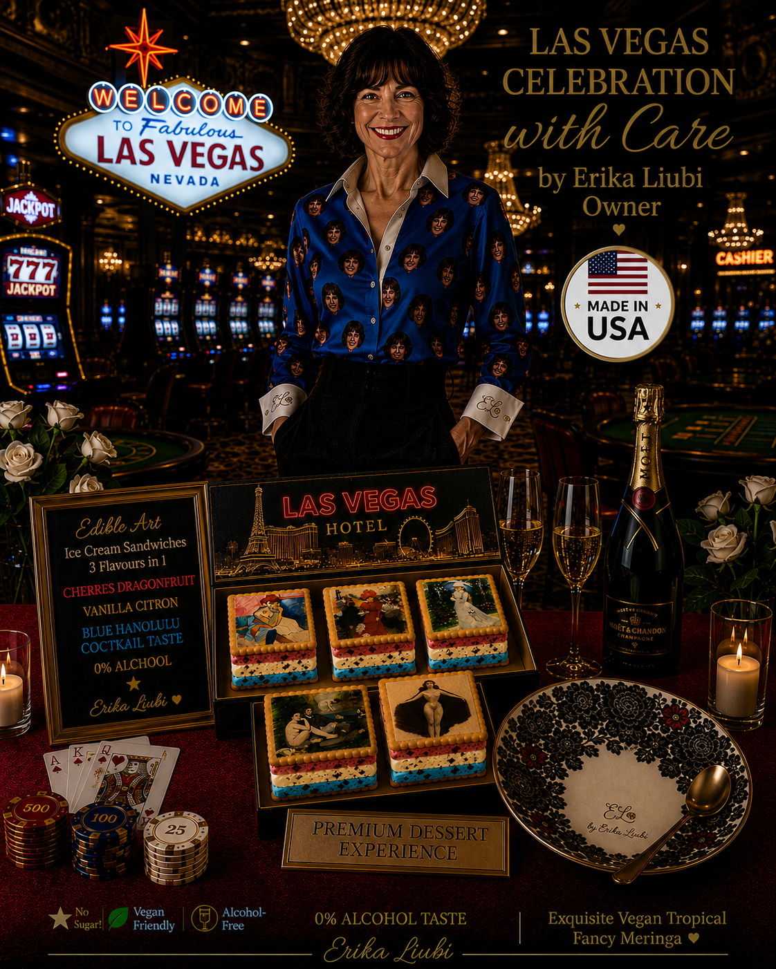 Las Vegas Hotel Vegan Ice Creams 3 flavours in 1 Edible Art